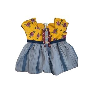 Matilda Jane & Joanna Gaines Girl's Down Home Tunic Mustard Rose Ruffle Size 4